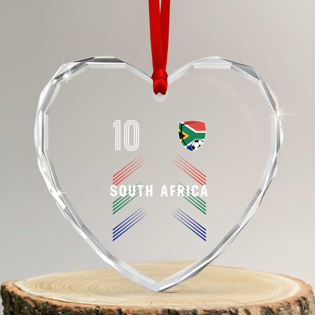 South Africa Soccer Sports Graphic Number 10 Jersey Style Heart Crystal Glass Ornament Proud South African Football Fans Game Day Pride TS02 Transparent Glass 3'' Heart Print Your Wear