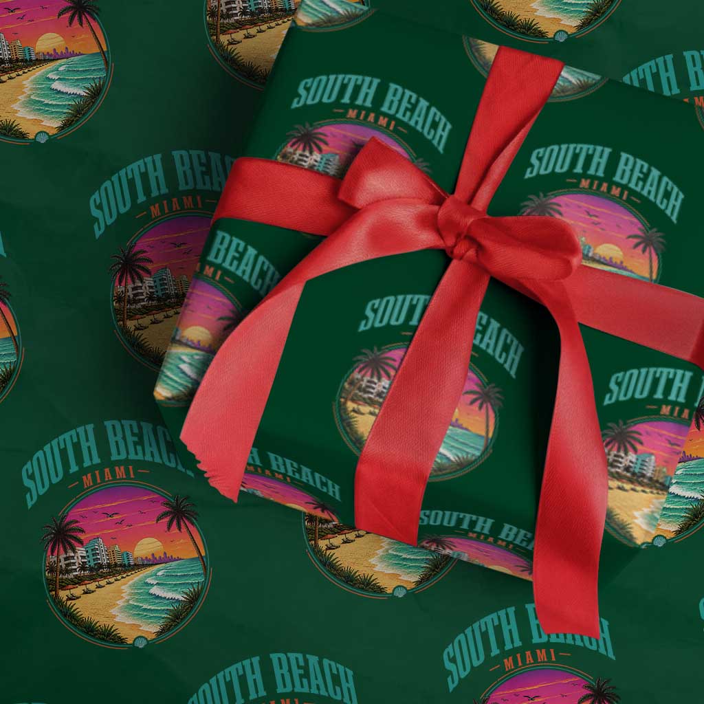 South Beach Miami Wrapping Paper Roll Retro Florida USA Souvenir Gift