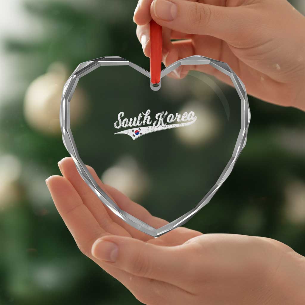South Korea Heart Crystal Glass Ornament Retro Script Sport Korean Flag TS10 Print Your Wear