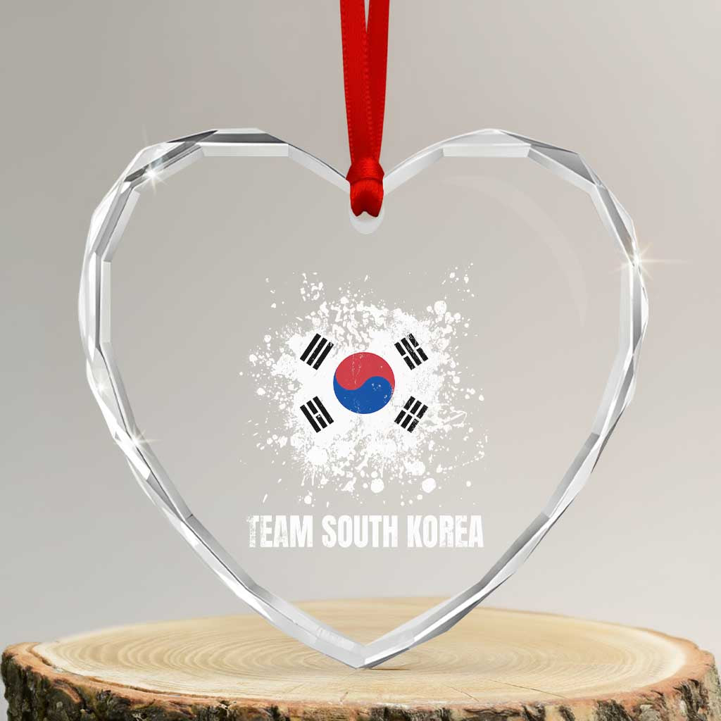 South Korea National Team Heart Crystal Glass Ornament Retro Vintage Watercolors Sport Korean Flag TS10 Transparent Glass 3'' Heart Print Your Wear