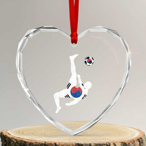 South Korea Soccer Heart Crystal Glass Ornament Bicycle Kick Silhouette Korean Flag TS10 Transparent Glass 3'' Heart Print Your Wear