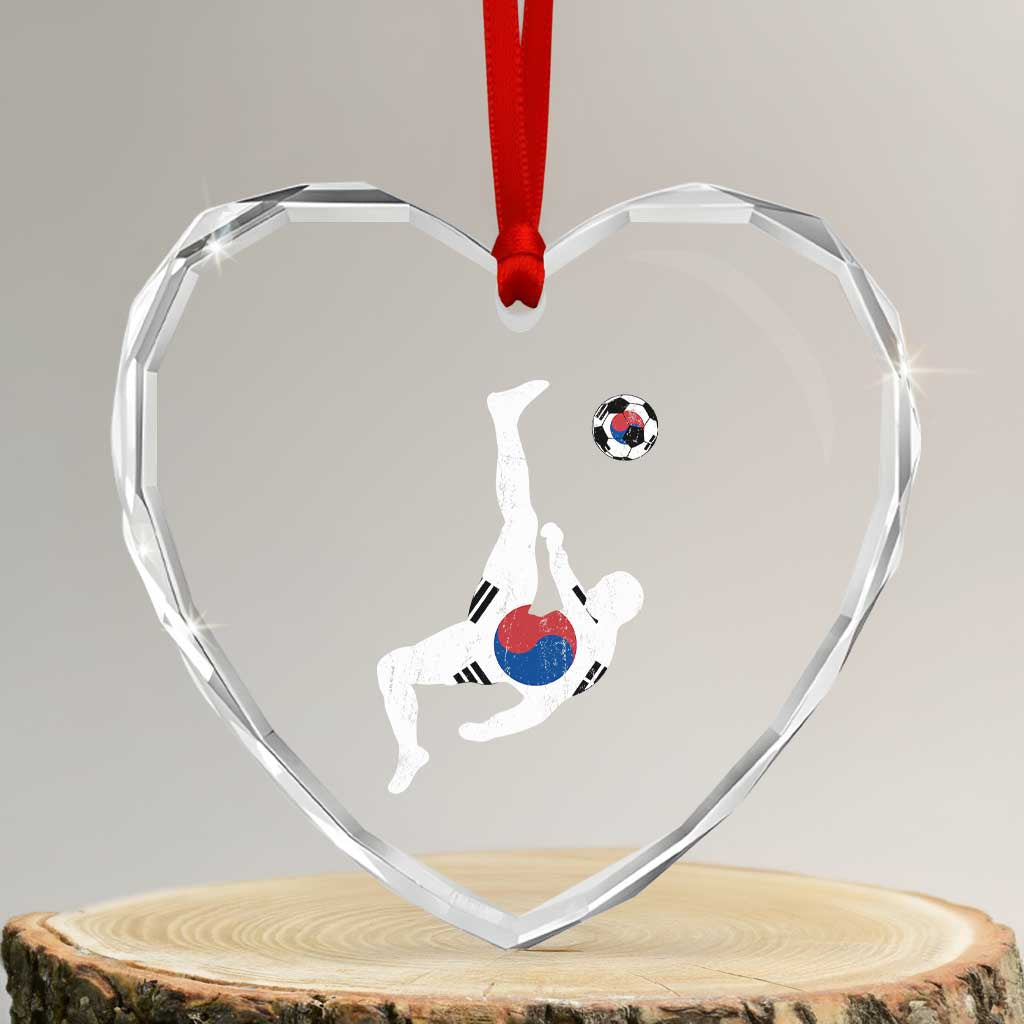 South Korea Soccer Heart Crystal Glass Ornament Bicycle Kick Silhouette Korean Flag TS10 Transparent Glass 3'' Heart Print Your Wear