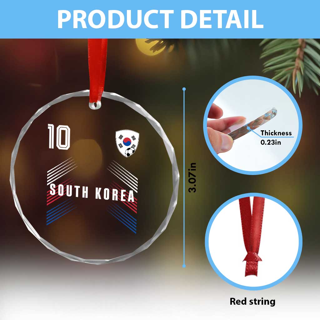 South Korea Soccer Sports Graphic Number 10 Jersey Style Crystal Glass Ornament Proud Korean Football Fans Game Day Pride