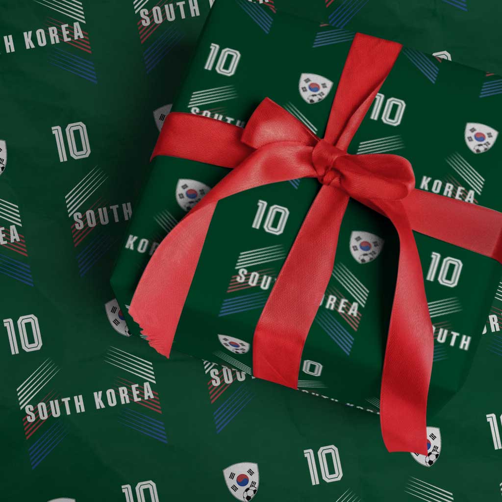 South Korea Soccer Sports Graphic Number 10 Jersey Style Wrapping Paper Roll Proud Korean Football Fans Game Day Pride TS02 Green Print Your Wear