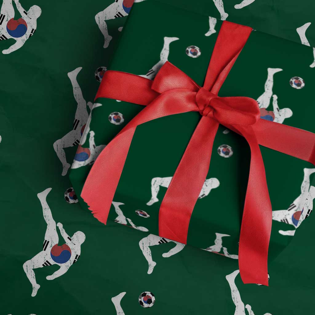 South Korea Soccer Wrapping Paper Roll Bicycle Kick Silhouette Korean Flag TS10 Green Print Your Wear