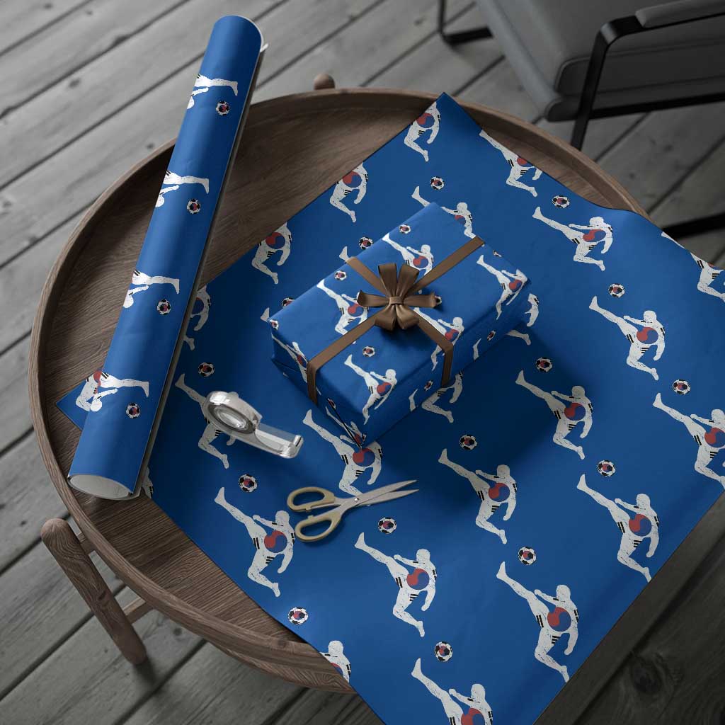 South Korea Soccer Wrapping Paper Roll Bicycle Kick Silhouette Korean Flag TS10 Blue Print Your Wear