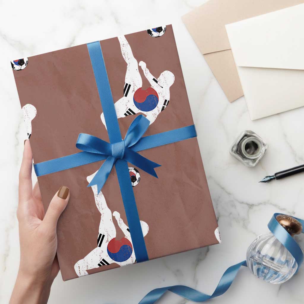 South Korea Soccer Wrapping Paper Roll Bicycle Kick Silhouette Korean Flag TS10 Mocha Print Your Wear