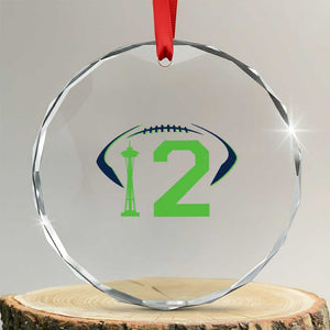 Space Needle Emerald City Number 12 Crystal Glass Ornament Sports Fan Pride