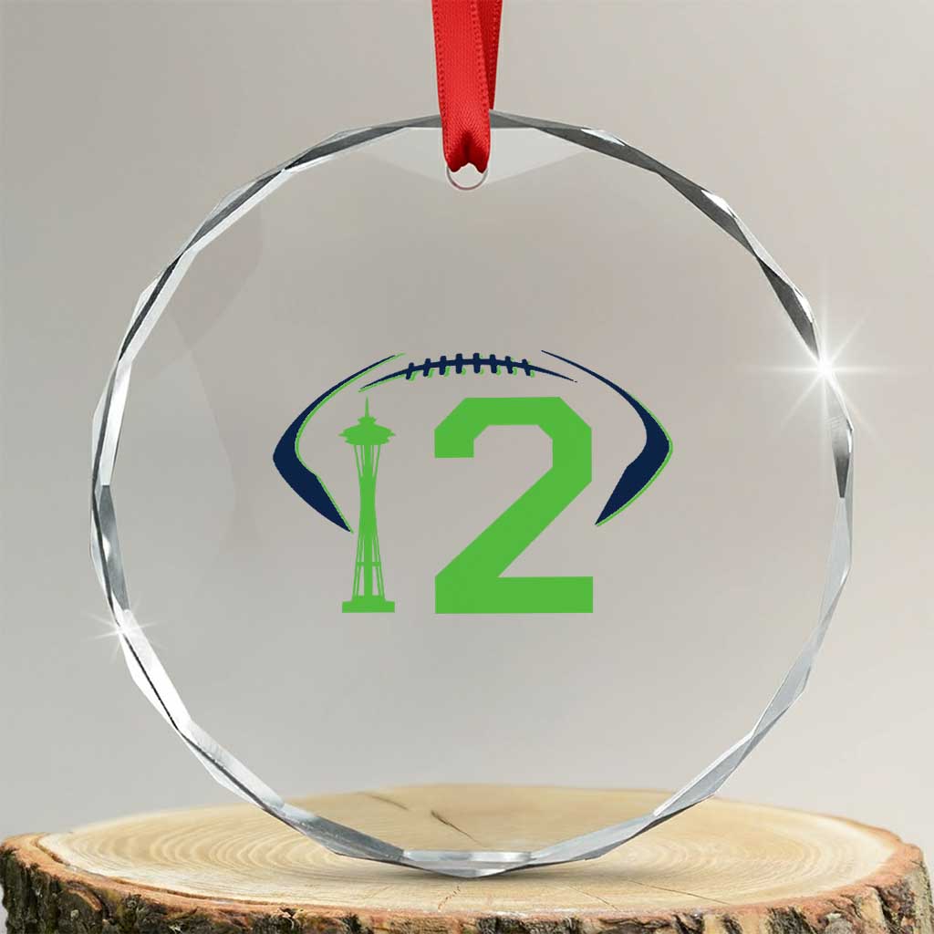 Space Needle Emerald City Number 12 Crystal Glass Ornament Sports Fan Pride TS12 Transparent Glass 3'' Circle Print Your Wear