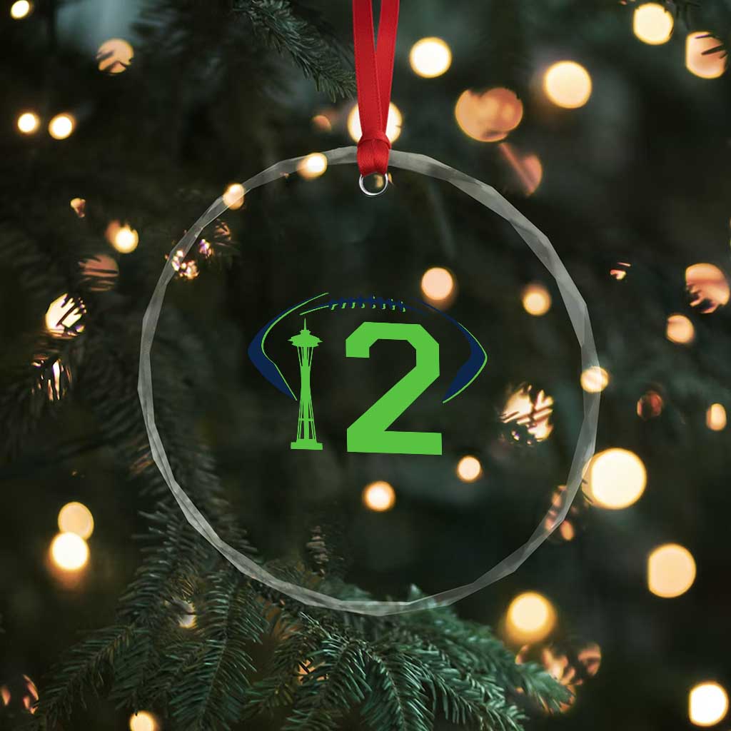 Space Needle Emerald City Number 12 Crystal Glass Ornament Sports Fan Pride