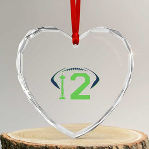 Space Needle Emerald City Number 12 Heart Crystal Glass Ornament Sports Fan Pride