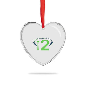 Space Needle Emerald City Number 12 Heart Crystal Glass Ornament Sports Fan Pride