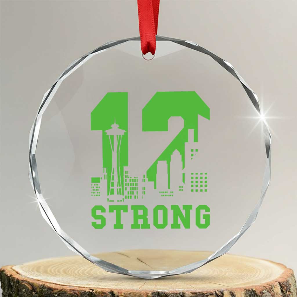 Space Needle Emerald City Skyline Number 12 Typography Crystal Glass Ornament Pacific Northwest Fan Pride TS12 Transparent Glass 3'' Circle Print Your Wear