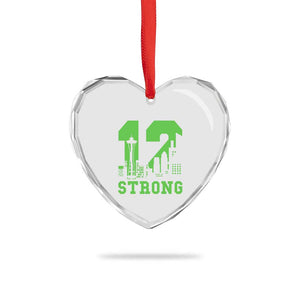 Space Needle Emerald City Skyline Number 12 Typography Heart Crystal Glass Ornament Pacific Northwest Fan Pride