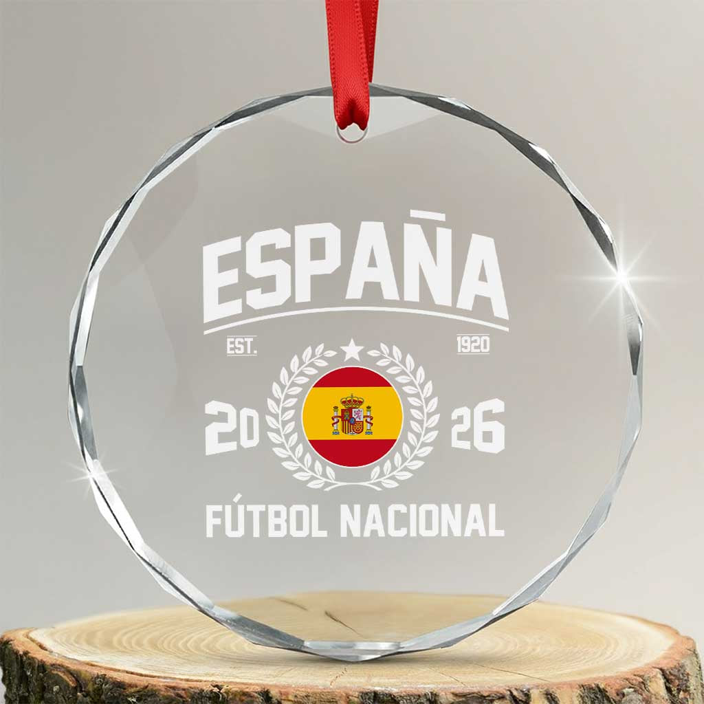 Spain 2026 Soccer Football Fan Spanish Flag Crystal Glass Ornament TS14 Transparent Glass 3'' Circle Print Your Wear
