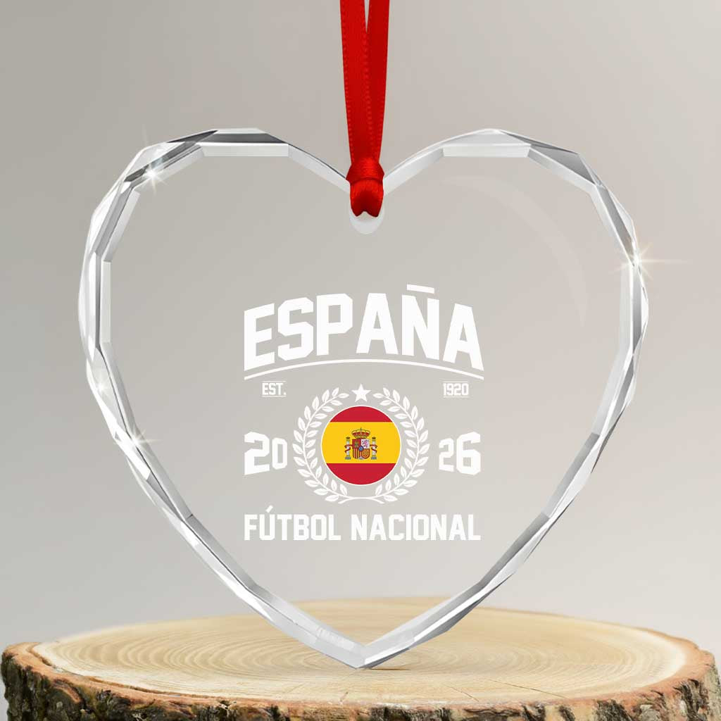 Spain 2026 Soccer Football Fan Spanish Flag Heart Crystal Glass Ornament TS14 Transparent Glass 3'' Heart Print Your Wear