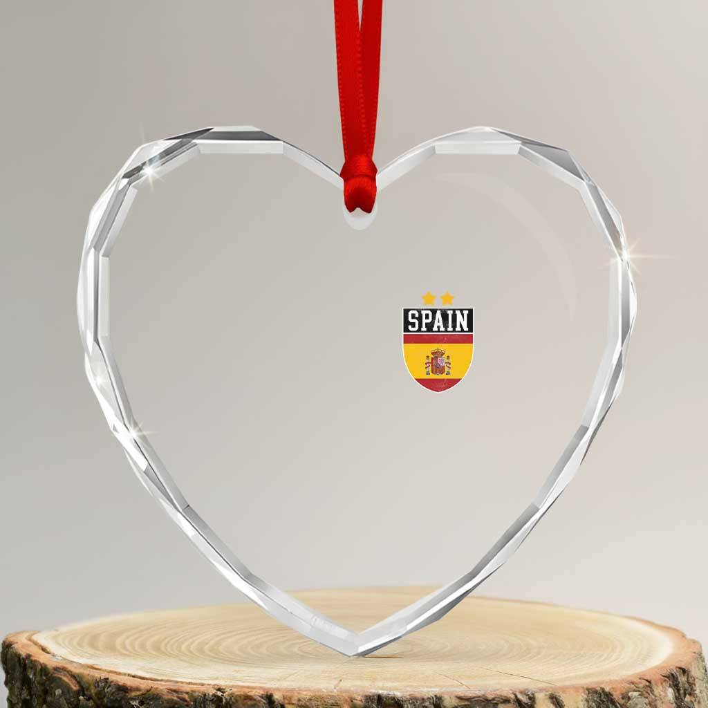 Spain 2nd Star Espana Football Crest Heart Crystal Glass Ornament