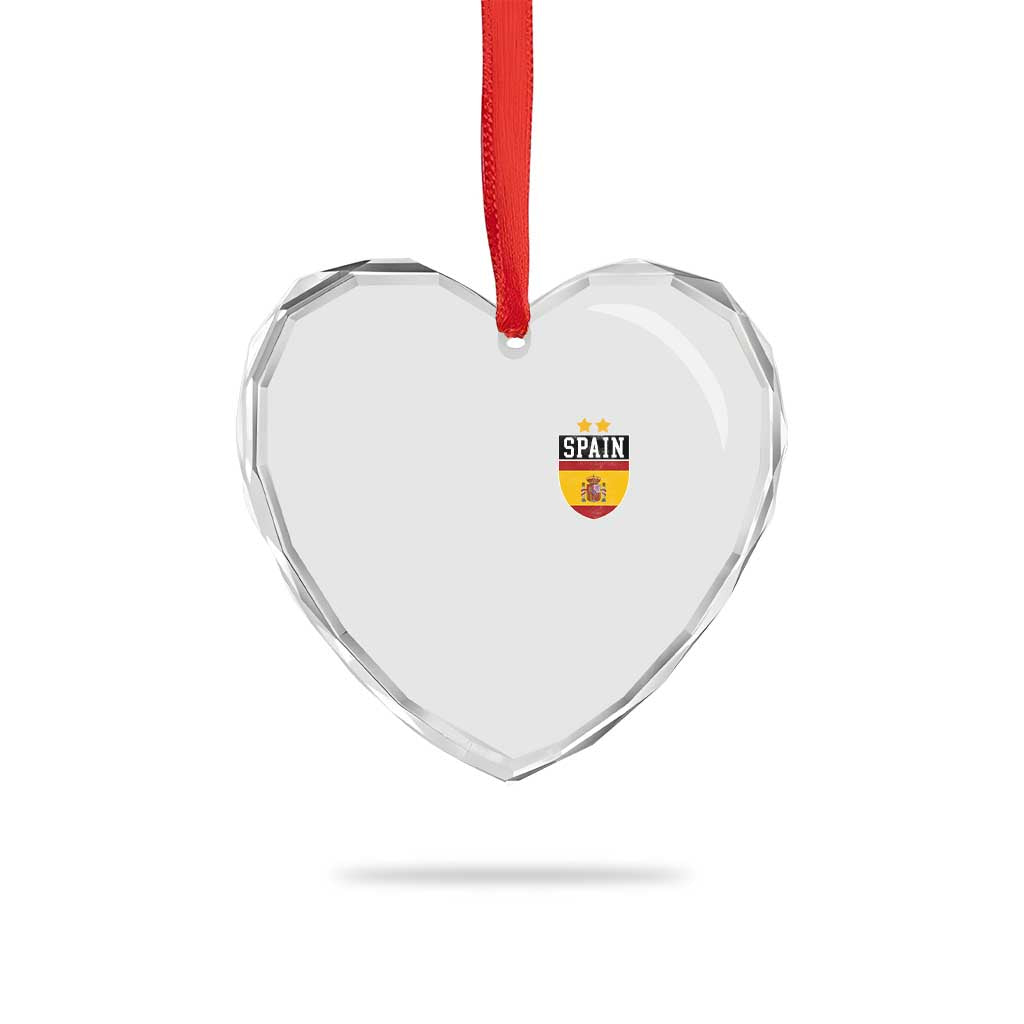 Spain 2nd Star Espana Football Crest Heart Crystal Glass Ornament