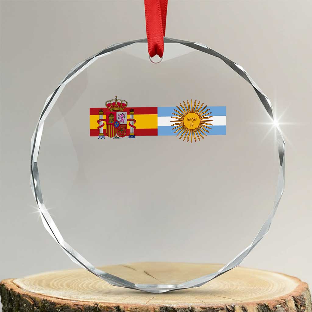 Spain Argentina Dual Flag Graphic Crystal Glass Ornament Mixed Roots Spanish Argentine Heritage Pride Match Day TS02 Transparent Glass 3'' Circle Print Your Wear