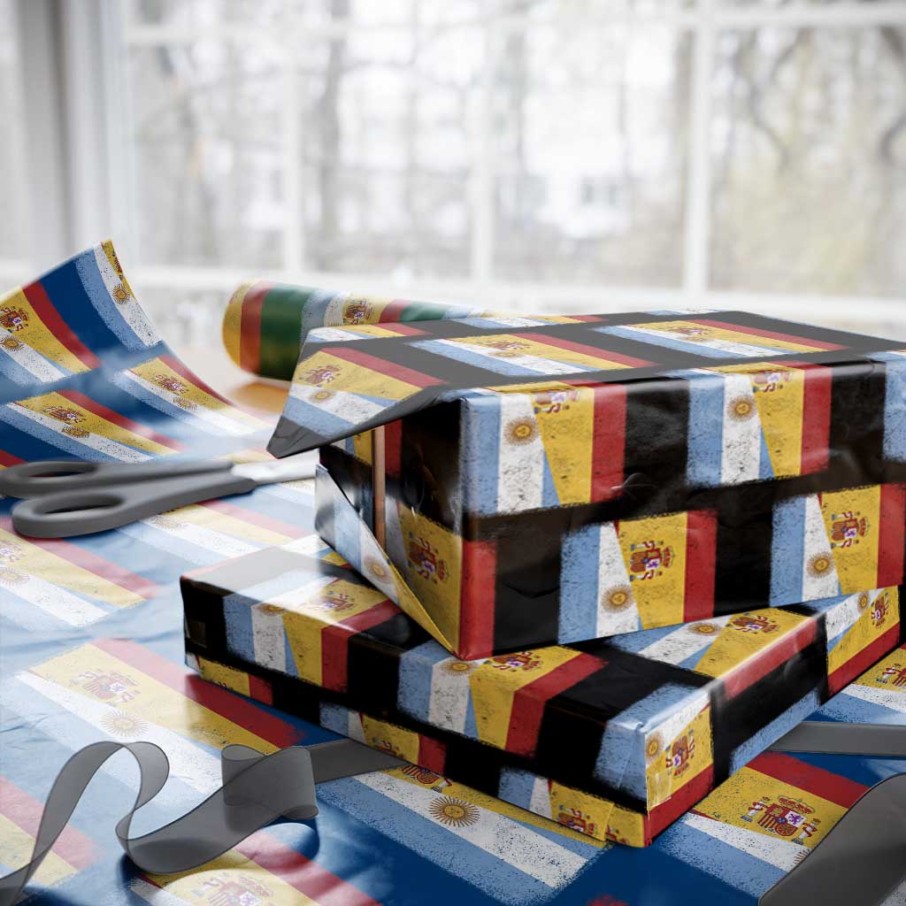 Spain Argentina Half Flag Spanish Argentinian Roots Wrapping Paper Roll