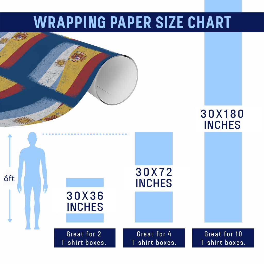 Spain Argentina Half Flag Spanish Argentinian Roots Wrapping Paper Roll