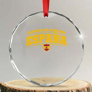 Spain Champions 2026 Crystal Glass Ornament Espana Soccer Football Fan Spanish Flag