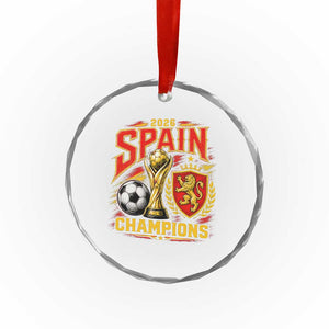 Spain Champions 2026 Crystal Glass Ornament Spanish Soccer Fan Graphic