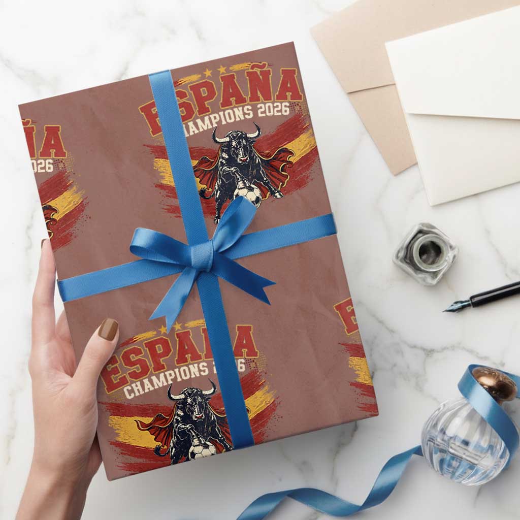 Spain Champions 2026 Wrapping Paper Roll Espana Soccer Fan Spanish Flag Bull
