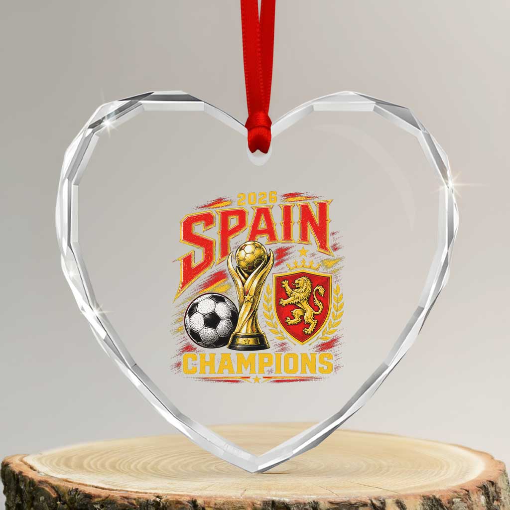 Spain Champions 2026 Heart Crystal Glass Ornament Spanish Soccer Fan Graphic