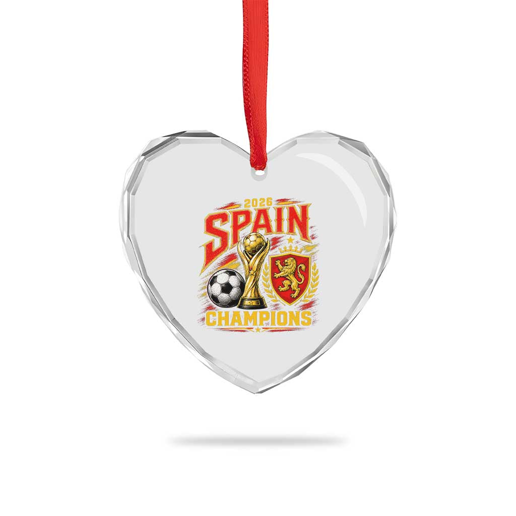 Spain Champions 2026 Heart Crystal Glass Ornament Spanish Soccer Fan Graphic