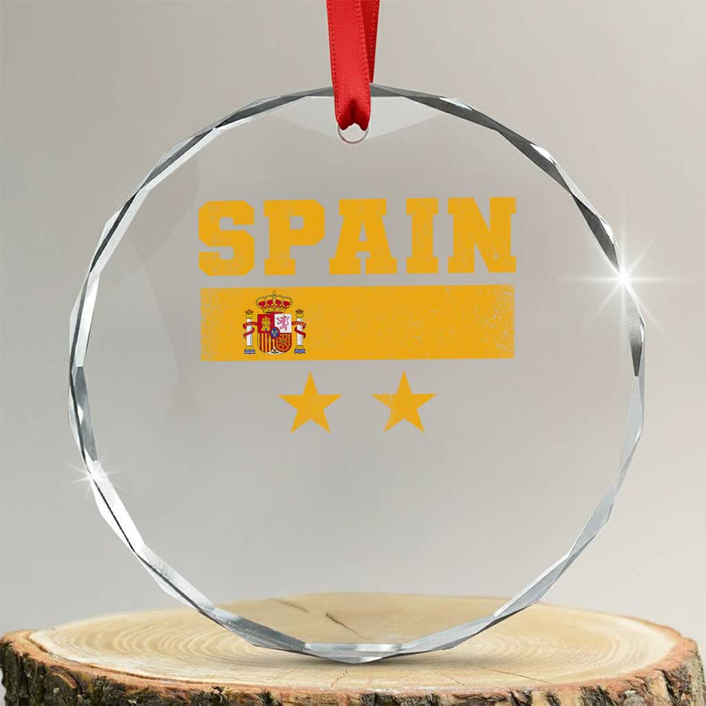 Spain Champions 2026 Second Star Crystal Glass Ornament Espana Coat of Arms TS11 Transparent Glass 3'' Circle Print Your Wear