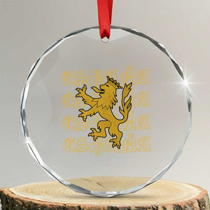 Spain Espana Heraldic Lion Pride Crystal Glass Ornament TS14 Transparent Glass 3'' Circle Print Your Wear