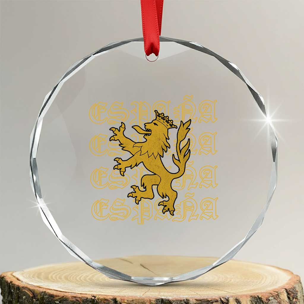 Spain Espana Heraldic Lion Pride Crystal Glass Ornament TS14 Transparent Glass 3'' Circle Print Your Wear