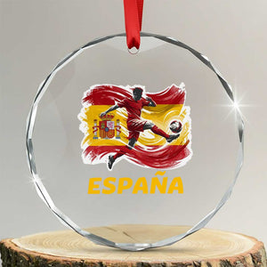 Spain Espana Soccer Football Fan Spanish Flag Crystal Glass Ornament TS14 Transparent Glass 3'' Circle Print Your Wear