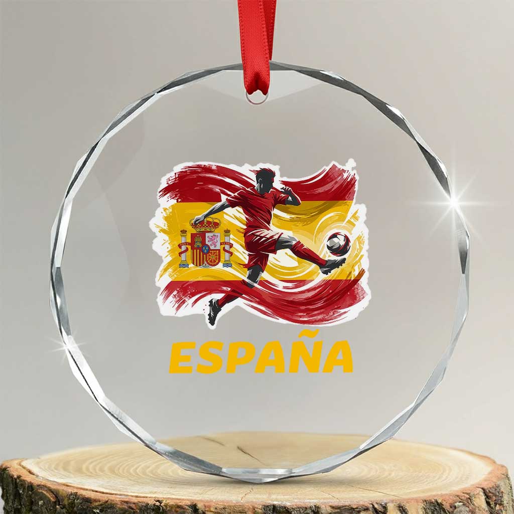 Spain Espana Soccer Football Fan Spanish Flag Crystal Glass Ornament TS14 Transparent Glass 3'' Circle Print Your Wear