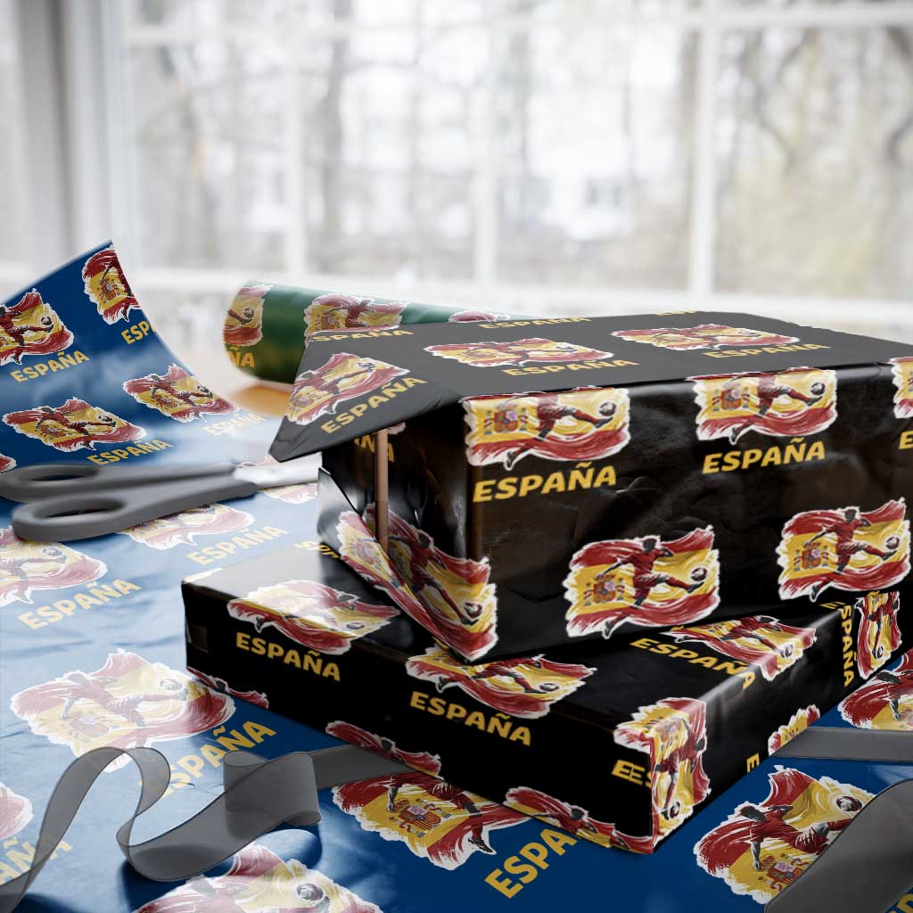Spain Espana Soccer Football Fan Spanish Flag Wrapping Paper Roll TS14 Black Print Your Wear