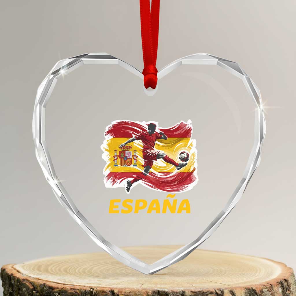 Spain Espana Soccer Football Fan Spanish Flag Heart Crystal Glass Ornament TS14 Transparent Glass 3'' Heart Print Your Wear