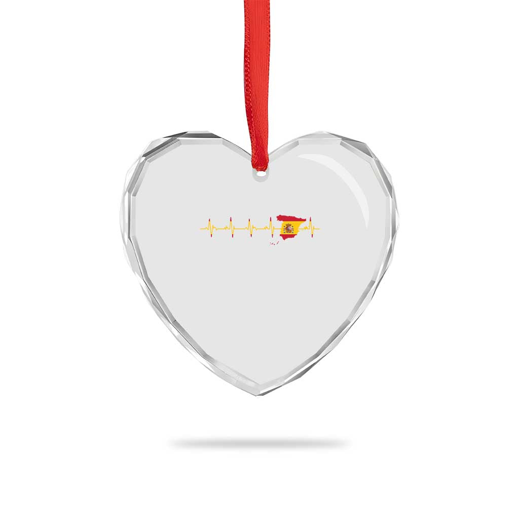 Spain Heartbeat EKG Espana Spanish Flag Map Heart Crystal Glass Ornament TS14 Print Your Wear