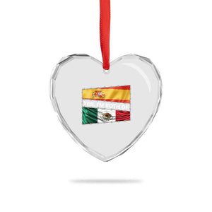 Spain Mexico Heritage Pride Heart Crystal Glass Ornament Yes I'm Both Identity Roots for Hispanics Latinos TS02 Print Your Wear
