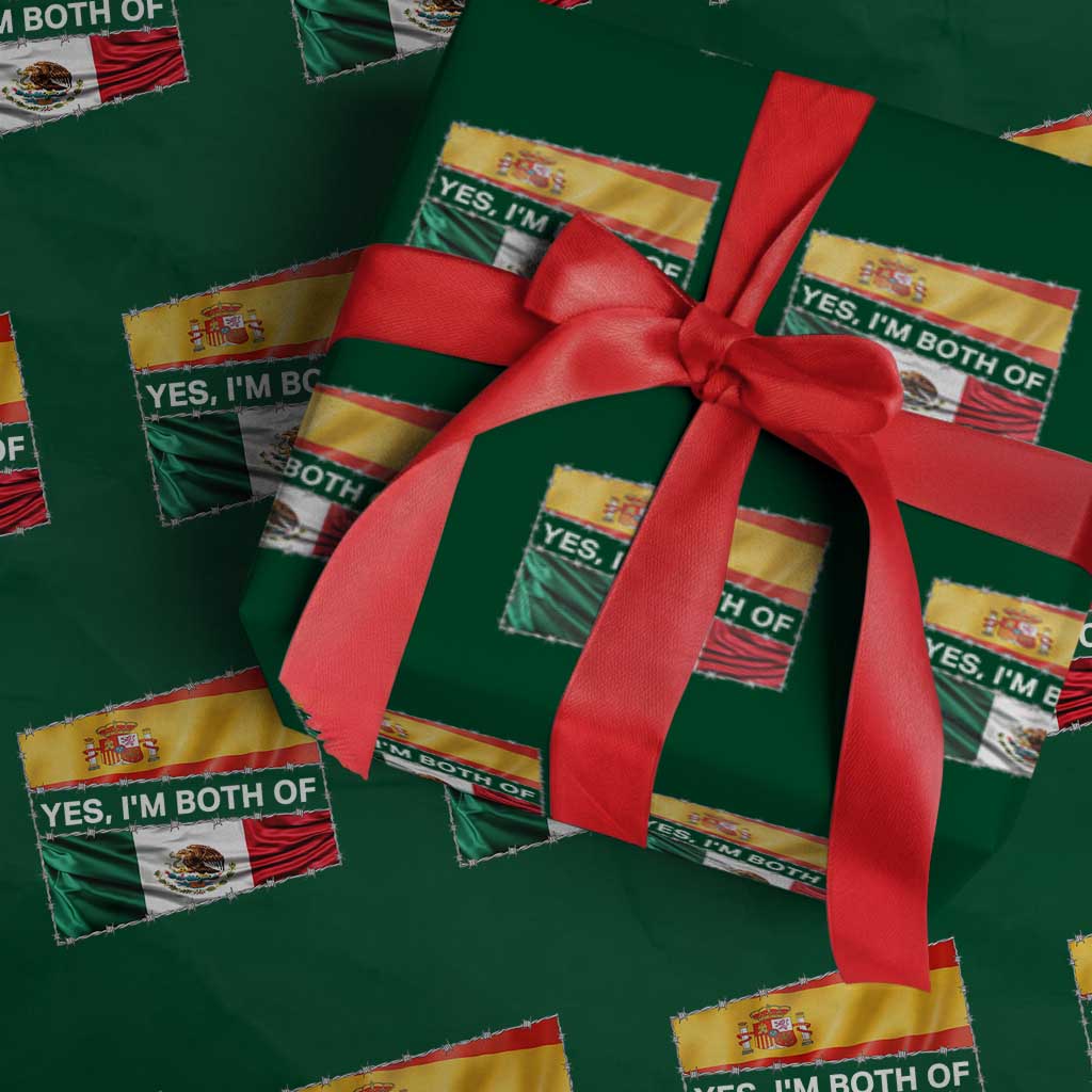 Spain Mexico Heritage Pride Wrapping Paper Roll Yes I'm Both Identity Roots for Hispanics Latinos TS02 Green Print Your Wear