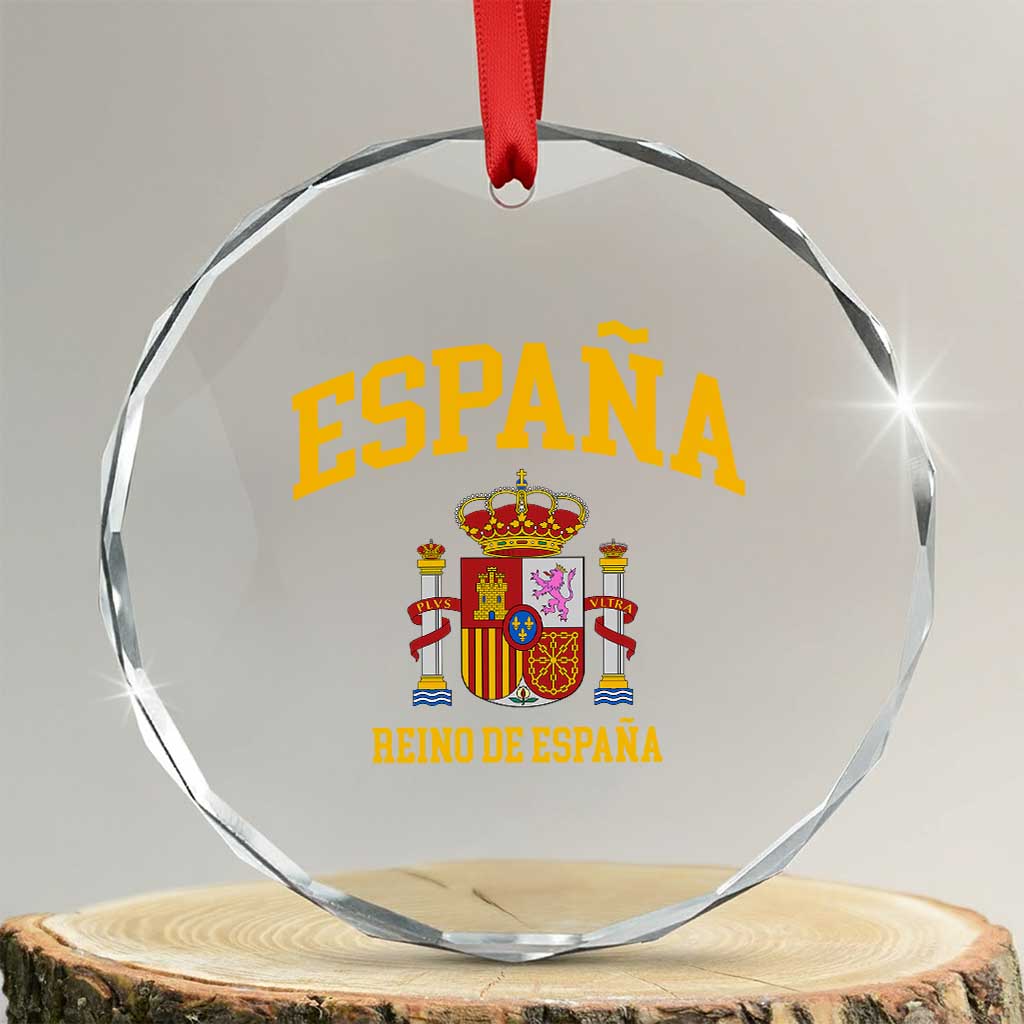 Spain Reino De Espana Crystal Glass Ornament Vintage Spanish Flag Coat of Arms TS11 Transparent Glass 3'' Circle Print Your Wear
