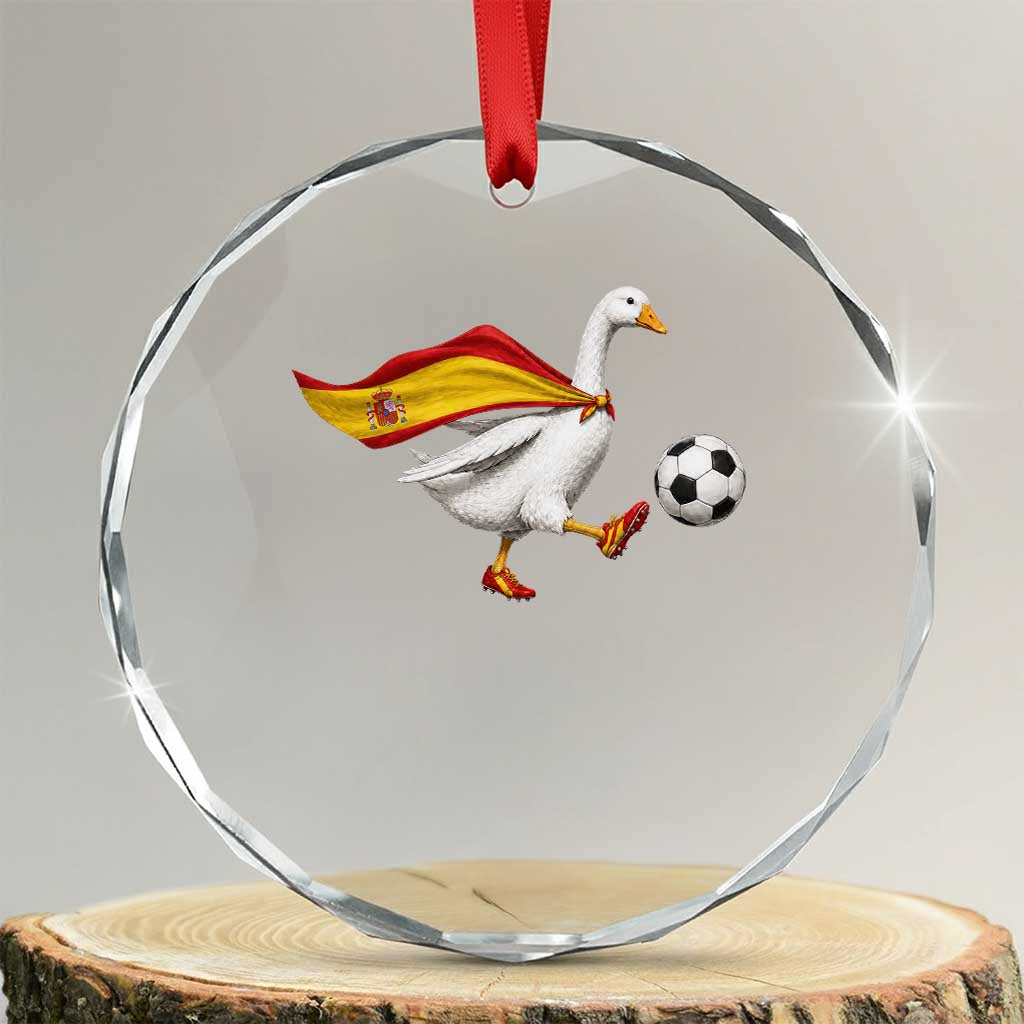 Spain Soccer Goose Crystal Glass Ornament Spanish Flag Patriotic Football Fan Graphic TS10 Transparent Glass 3'' Circle Print Your Wear