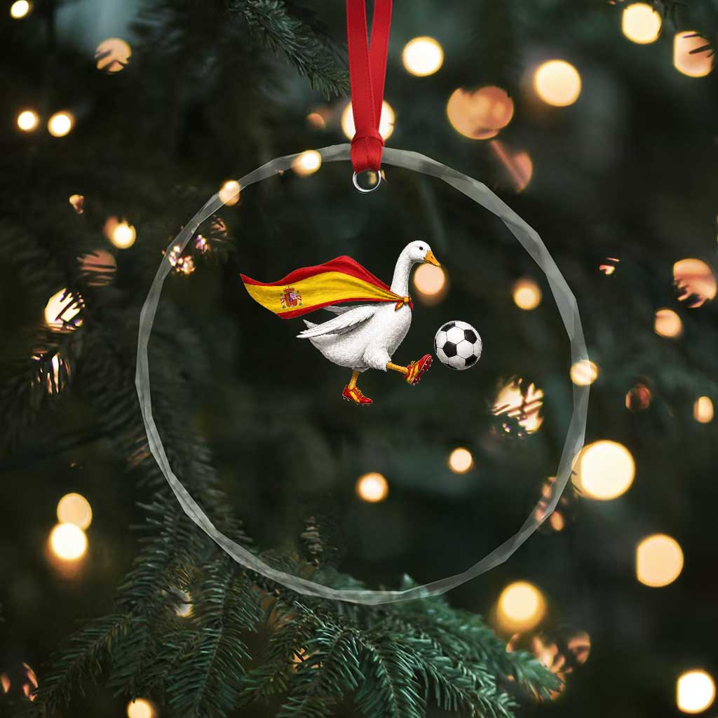 Spain Soccer Goose Crystal Glass Ornament Spanish Flag Patriotic Football Fan Graphic