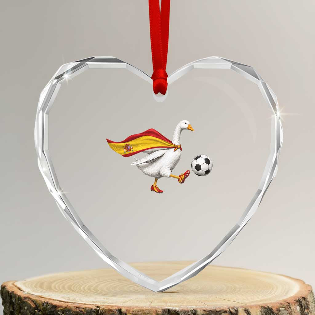 Spain Soccer Goose Heart Crystal Glass Ornament Spanish Flag Patriotic Football Fan Graphic TS10 Transparent Glass 3'' Heart Print Your Wear