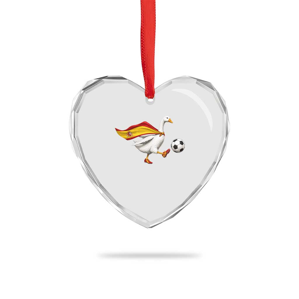 Spain Soccer Goose Heart Crystal Glass Ornament Spanish Flag Patriotic Football Fan Graphic TS10 Print Your Wear