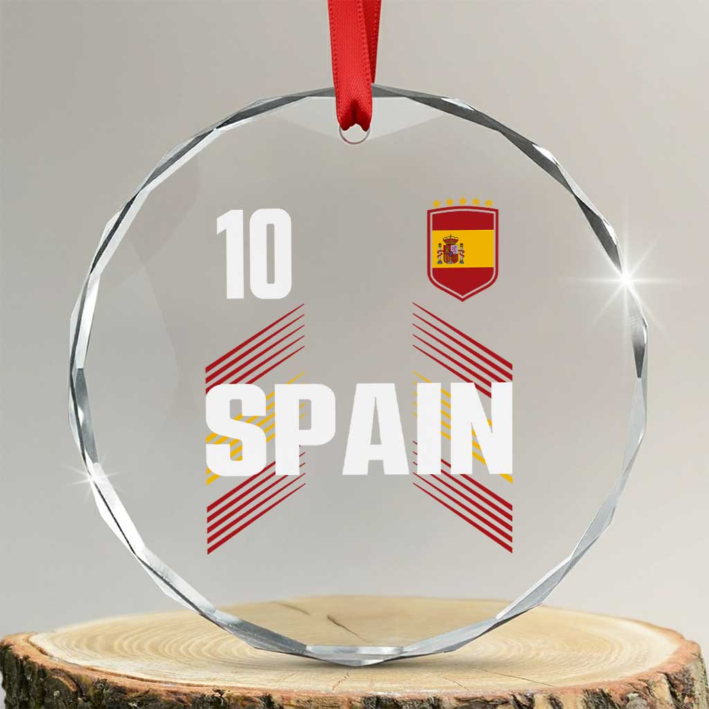 Spain Soccer Sports Graphic Number 10 Jersey Style Crystal Glass Ornament Proud Spanish Football Fans Game Day Pride TS02 Transparent Glass 3'' Circle Print Your Wear
