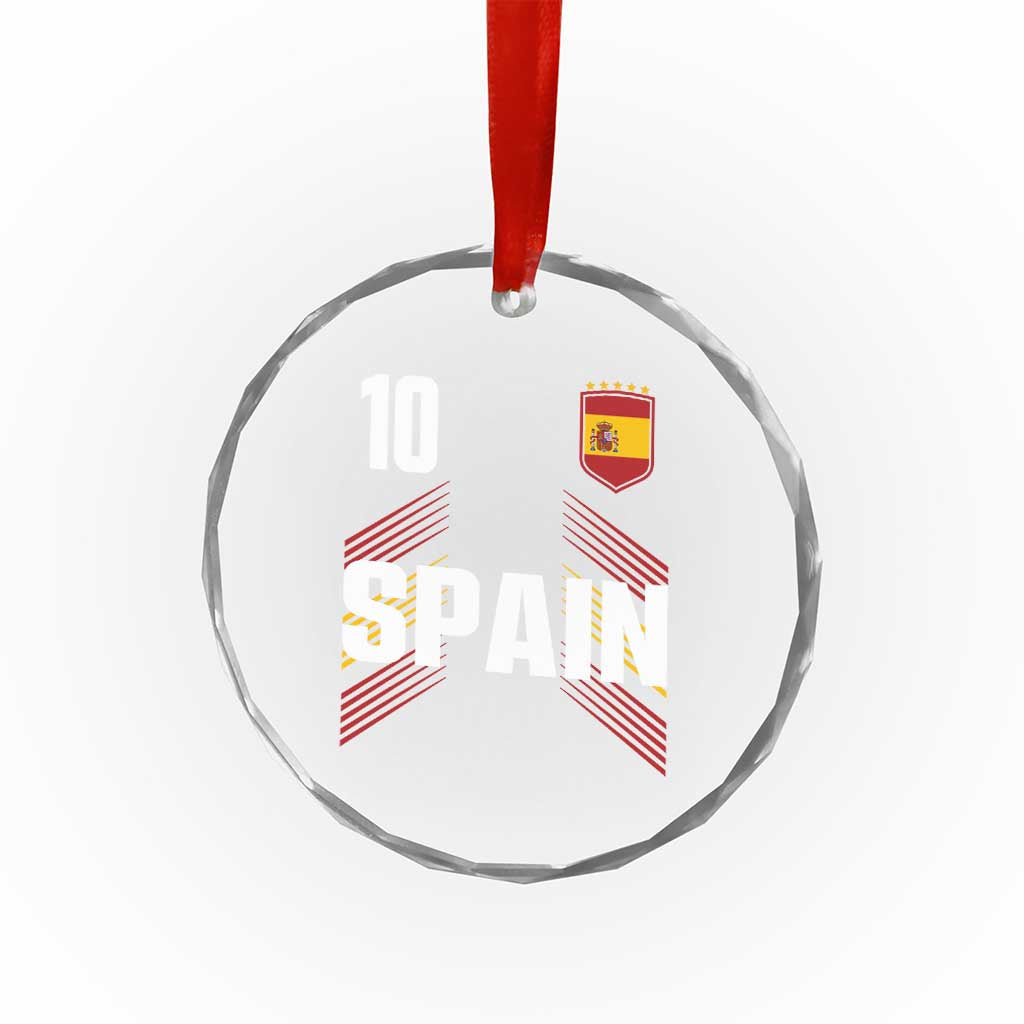 Spain Soccer Sports Graphic Number 10 Jersey Style Crystal Glass Ornament Proud Spanish Football Fans Game Day Pride