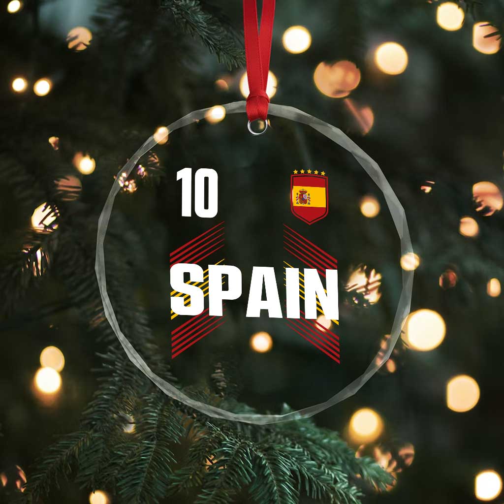 Spain Soccer Sports Graphic Number 10 Jersey Style Crystal Glass Ornament Proud Spanish Football Fans Game Day Pride