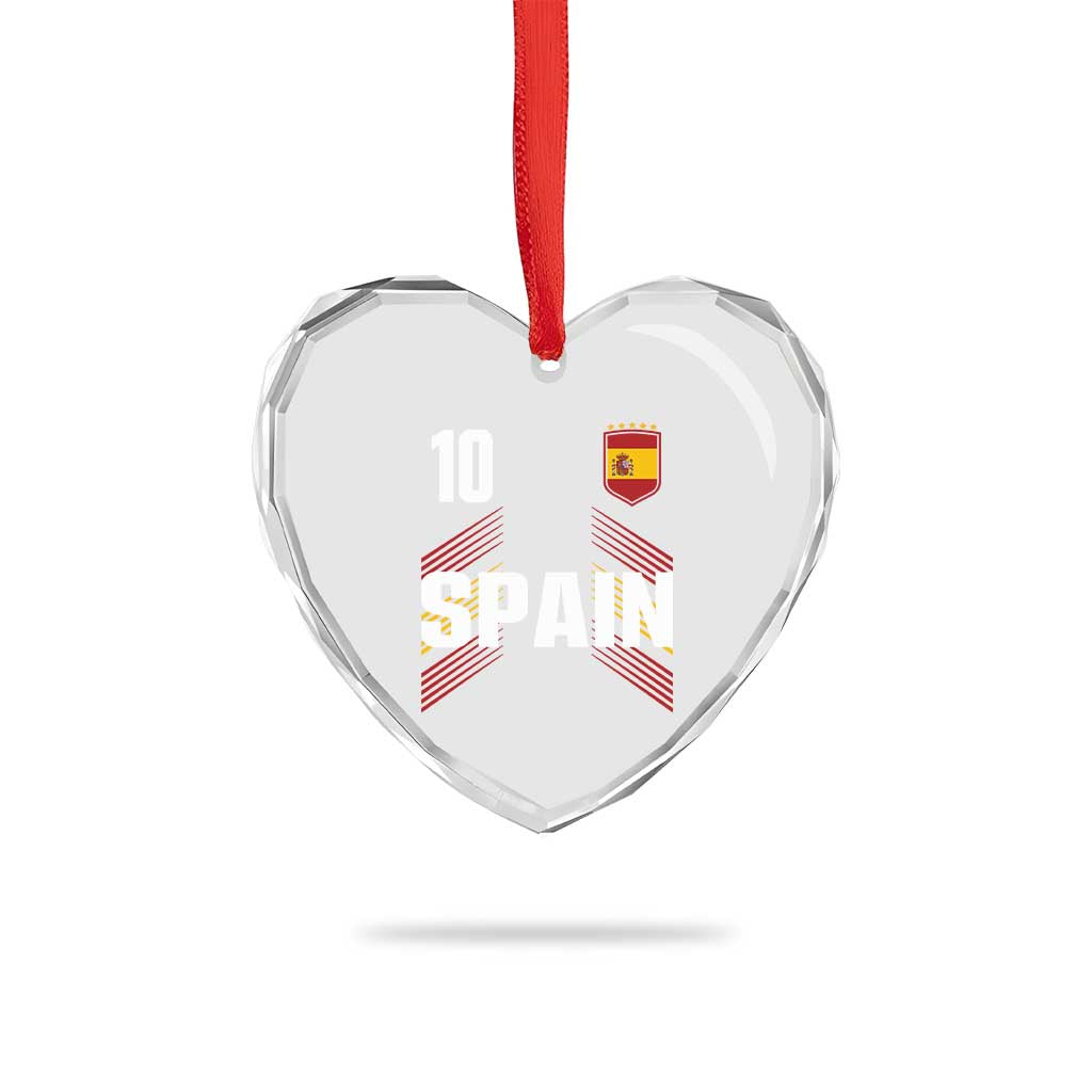 Spain Soccer Sports Graphic Number 10 Jersey Style Heart Crystal Glass Ornament Proud Spanish Football Fans Game Day Pride TS02 Print Your Wear