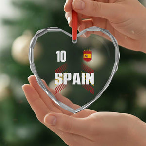 Spain Soccer Sports Graphic Number 10 Jersey Style Heart Crystal Glass Ornament Proud Spanish Football Fans Game Day Pride TS02 Print Your Wear
